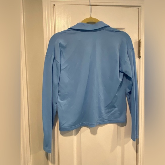 J. Crew Size XS Robin Egg Blue Long Sleeve V Neck Pullover Collared Top - Picture 10 of 10